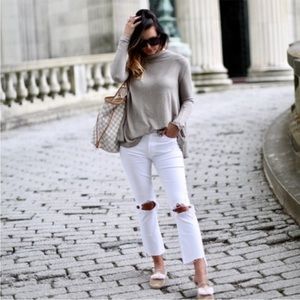 Mother Insider Crop Step Fray Pants Jeans Cracked Slipper 26